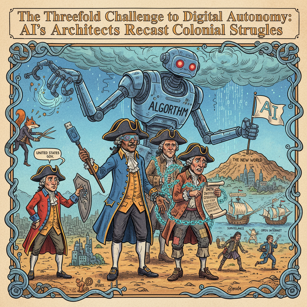 The Threefold Challenge to Digital Autonomy: AI's Architects Recast Colonial Struggles